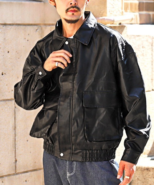レトロPUレザージャケット（ブルゾン）｜LUXSTYLE（ラグスタイル）の