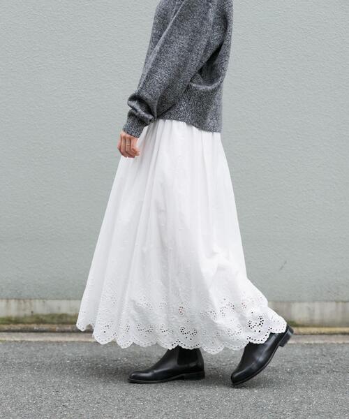 かぐれ（カグレ）の「スカラップ刺繍ギャザースカート（スカート