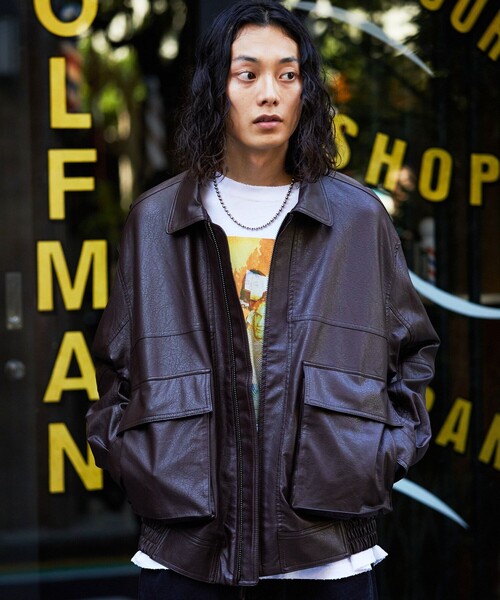 BURBERRY】異素材切替 ファイヤーマンフック レザーブルゾン ライナー付