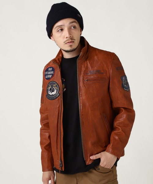 AVIREX（アヴィレックス）の「AGED LEATHER STAND ZIP RIDERS JACKET