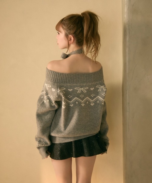 TITTY&CO.（ティティーアンドコー）の「ノルディック柄リボン付きオフ