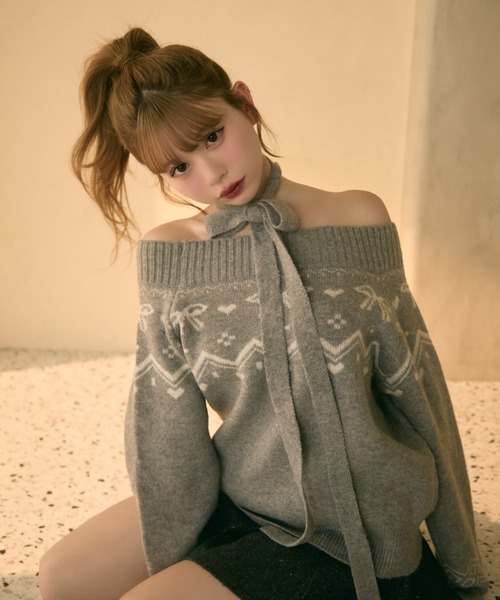 TITTY&CO.（ティティーアンドコー）の「ノルディック柄リボン付きオフ