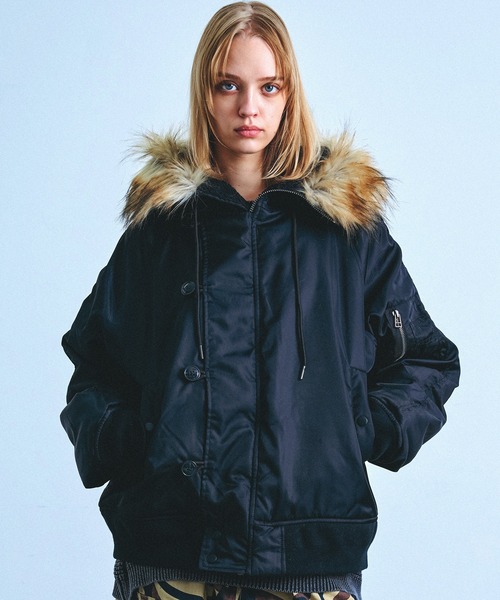 ナイロンツイル 中綿入り フードファー N-2B フライトジャケット