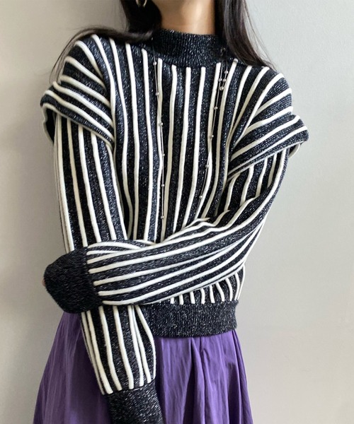 Ameri（アメリ）の「SWELL STRIPE KNIT（ニット/セーター）」 - WEAR