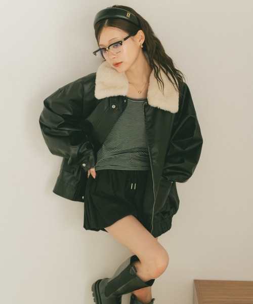 レザージャケット/ファー取り外し可能（ライダースジャケット
