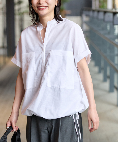 ハードマンズリネンコットンフレンチスリーブスキッパーシャツ（シャツ