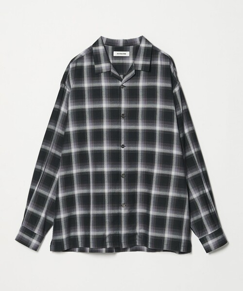 コットン レーヨン オンブレ チェック オープンカラー シャツ（シャツ