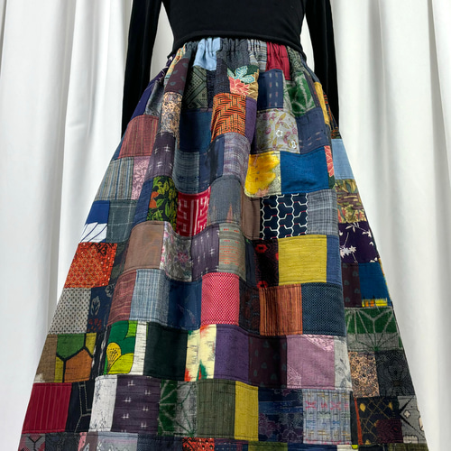 キモノ︎︎ || パッチワーク(270枚使用) || ロングスカート || 受注