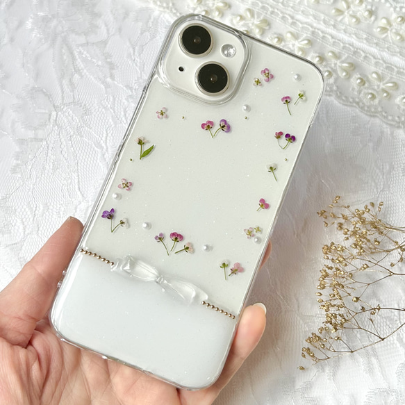 きらめくリボン アリッサム iPhone16e対応 iPhoneケース スマホケース