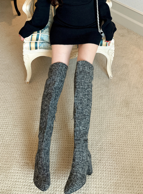 ツイードニーハイブーツ[ci498] | レディースファッション通販の