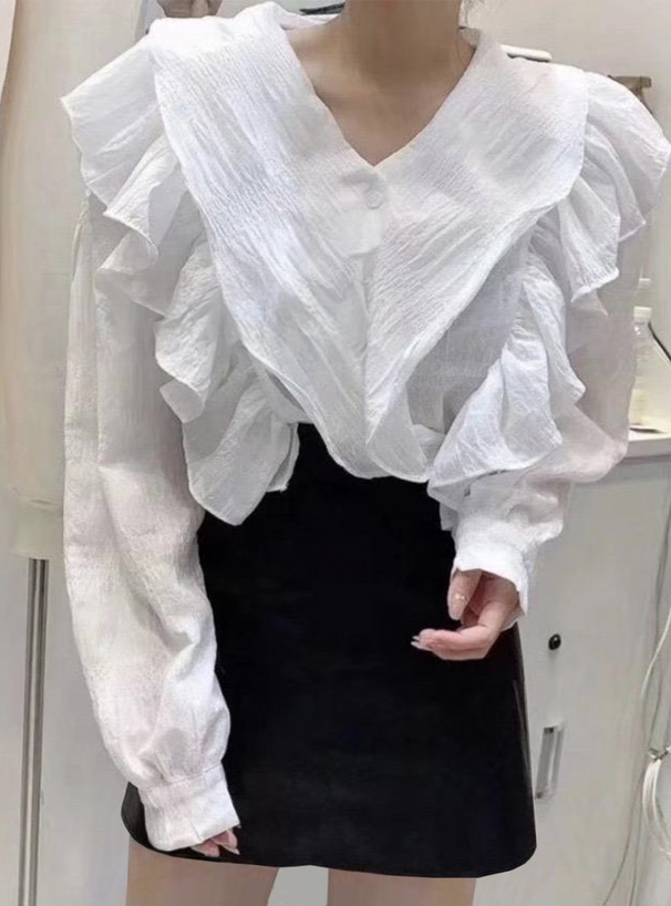 Vネックフリルラッフルブラウス[ac1868] | レディースファッション通販