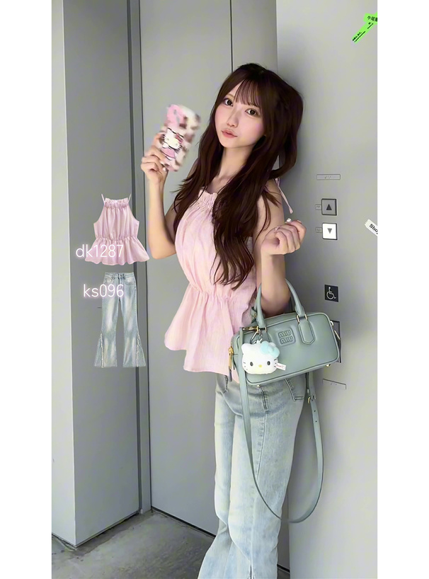 ラメツイードホルターネックペプラムトップス[dk1287] | レディース