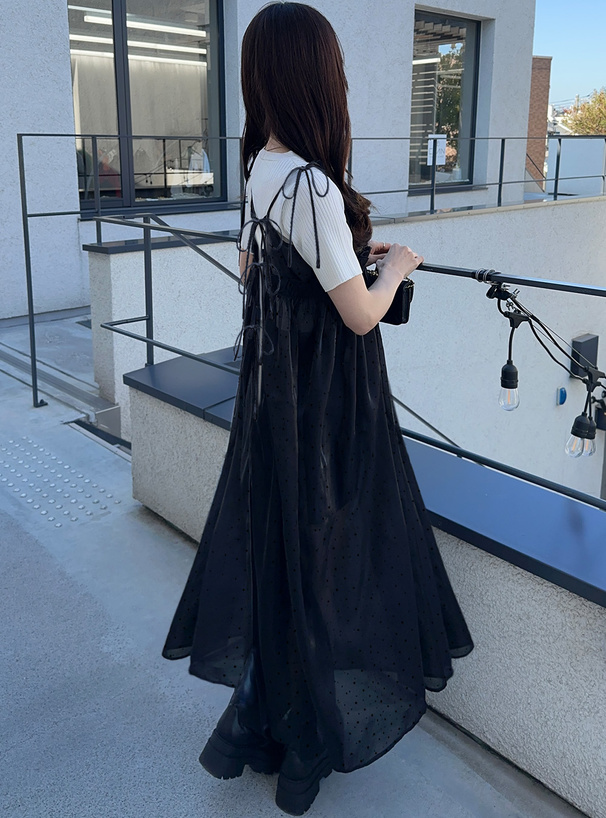 ドット柄オーガンジーキャミワンピース[kz489] | レディース