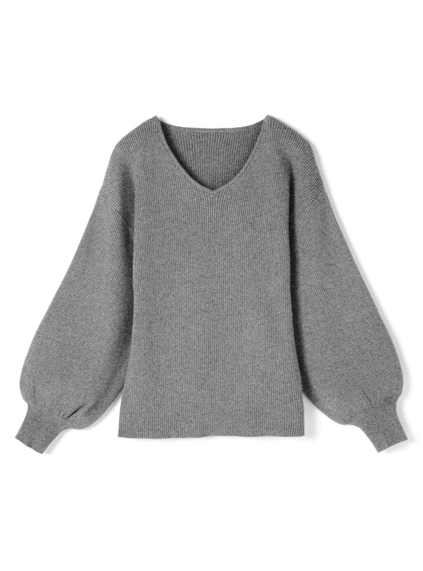 Vネックボリュームスリーブニットトップス[k8396v] | レディース