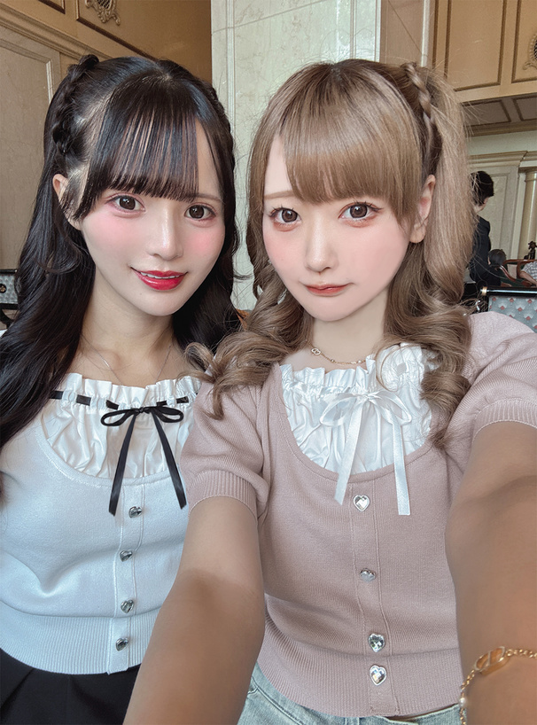 ハートボタンレイヤード風リボンニットトップス[mb1613] | レディース