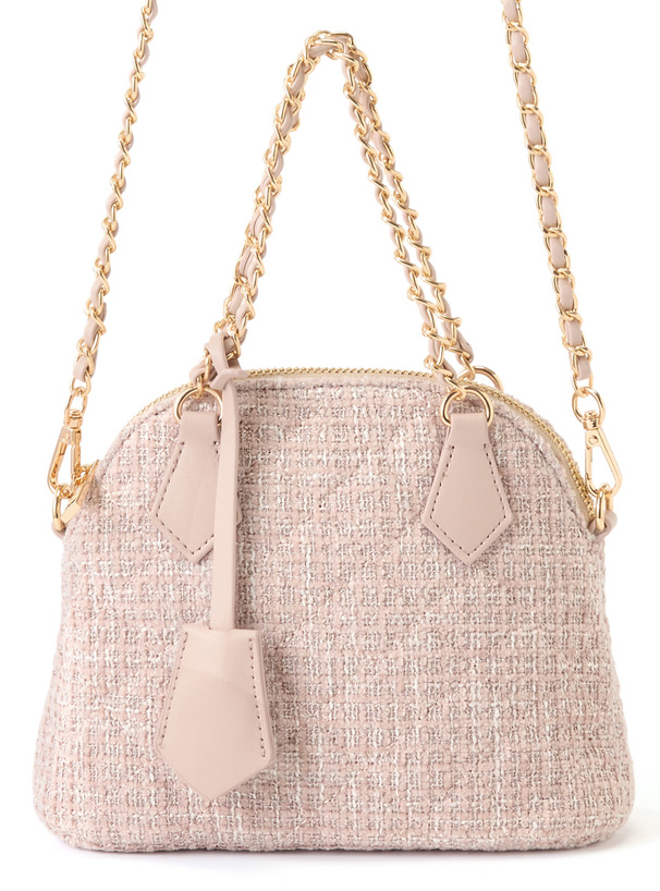 2Wayストラップ付きキルティングツイードミニバッグ[tr1158