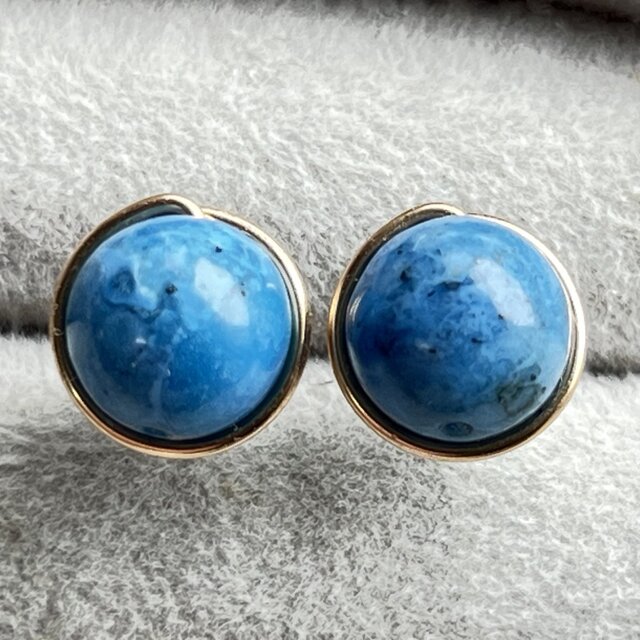 ブルーオパール 1粒ピアス 14kgf ブルー 10月 誕生石 | iichi 日々の