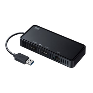 USB-CVU3HD3【USB3.1-HDMIディスプレイアダプタ(4K対応・ 2出力・LAN