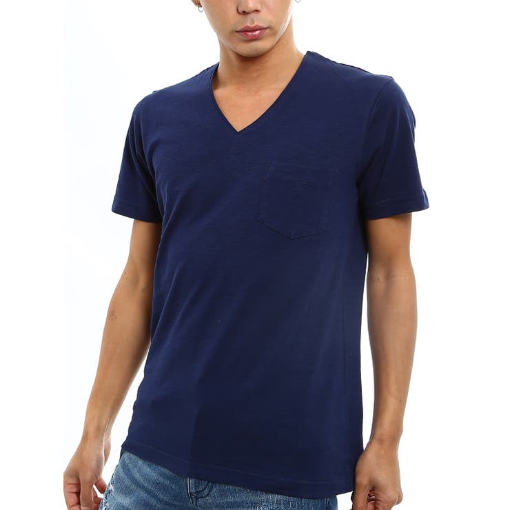 VネックTシャツ メンズコットンスラブVネックマルチパターンTシャツ