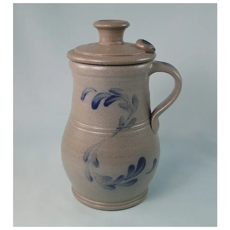 ROWE POTTERY Storm Jar Salt Glaze Stoneware, Vintage Floral Design