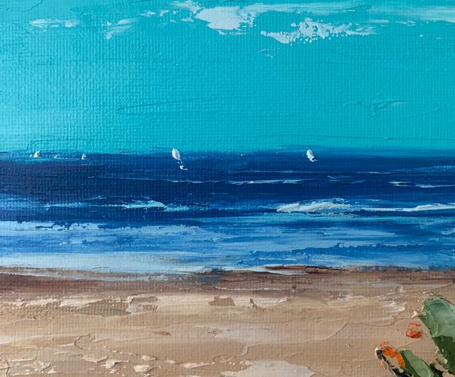 送料無料】ロシア オリジナルビーチ海景絵画海アートワーク油絵