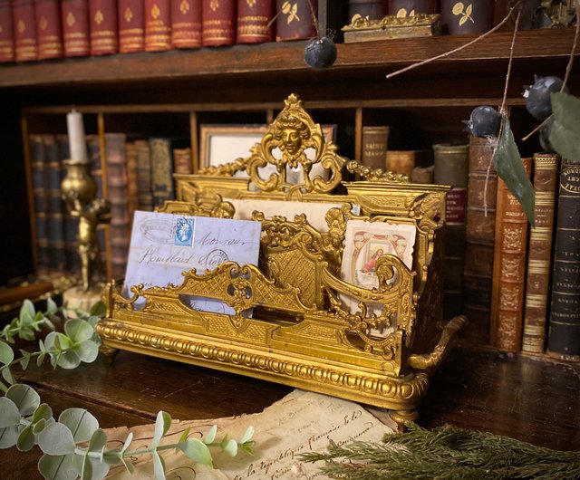 台湾 フランスの秘蔵品、新古典様式ブロンズ金メッキ大型三段レター