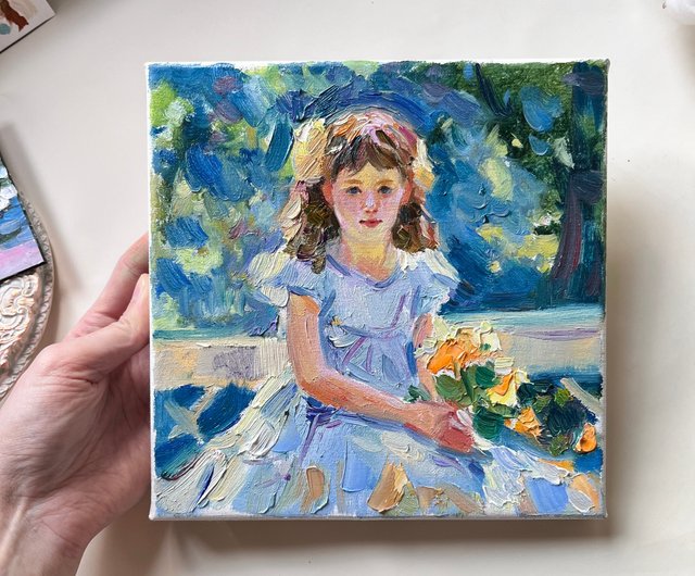 送料無料 5%OFF】ロシア 女の子の絵画 オリジナルアート 太陽 印象派