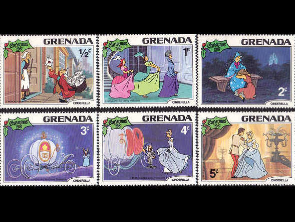 ディズニー シンデレラ（グレナダ 1981年）の外国切手6種（未使用）