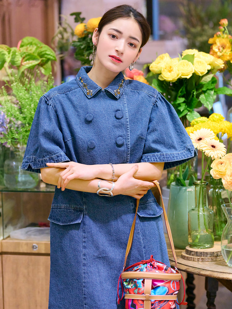 ビジューレイヤードデニムワンピース |【公式】Chestyオンラインショップ