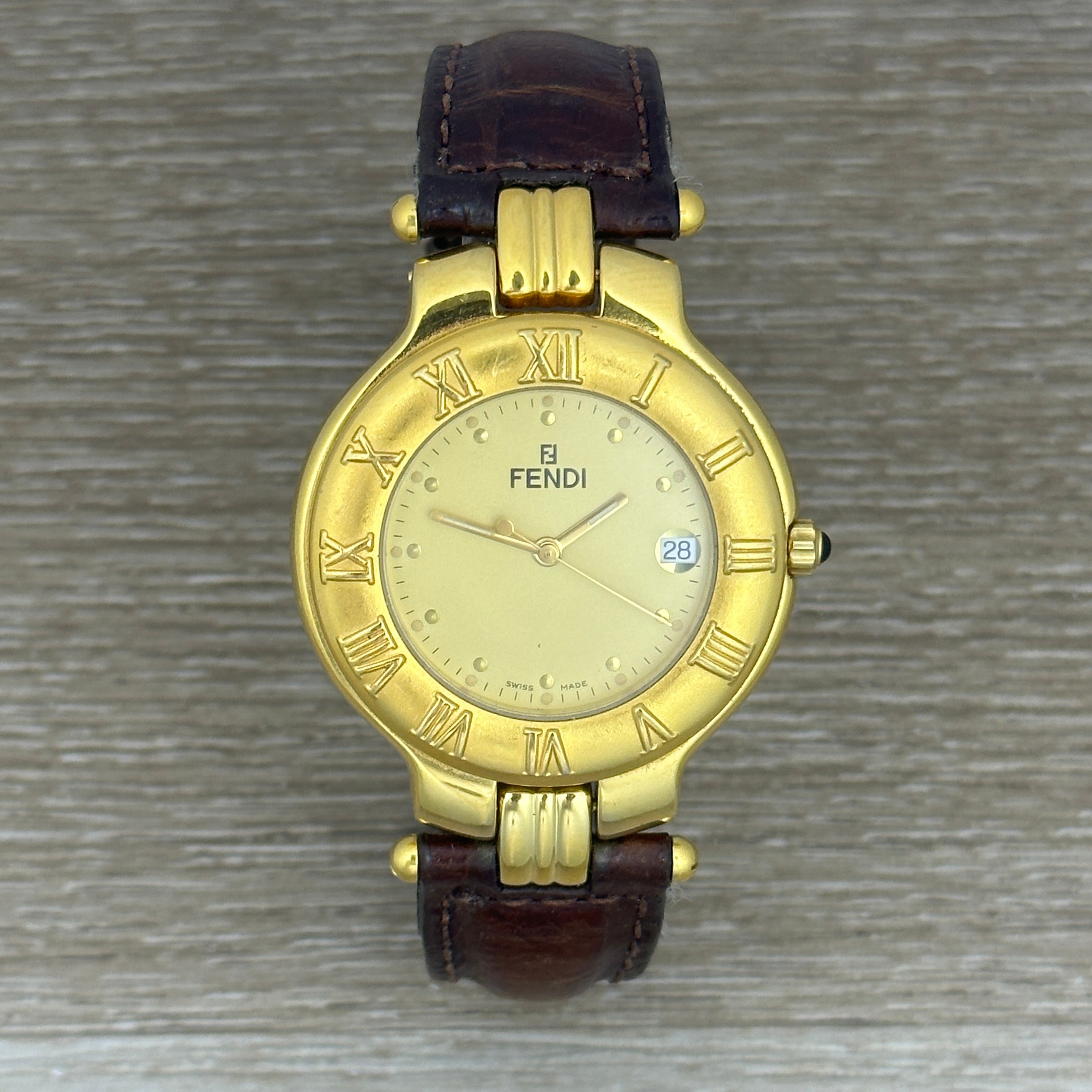 Fendi 900G Watch - Gold Dial, Brown Band | Chicago Pawners & Jewelers