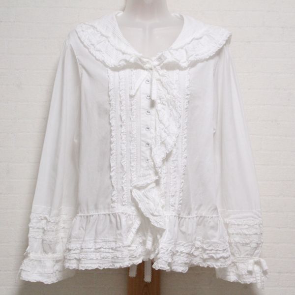 白セーラーカラーフリルオーバーブラウス - ピンクハウス通販