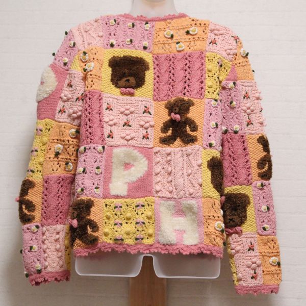 ピンク系くま×花モチーフパッチワークカーディガン - ピンクハウス通販