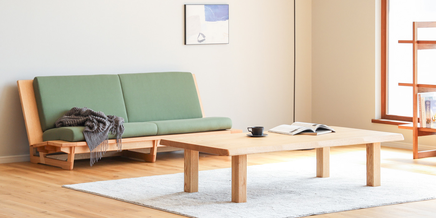 静岡家具 久和屋 was ワズ 座卓 国産家具 無垢 リビングテーブル