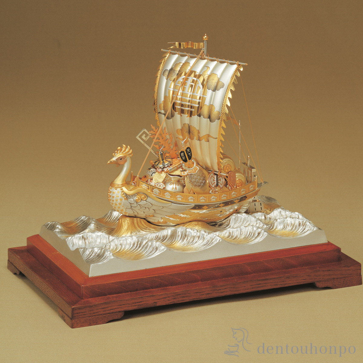 送料無料】 銀製 宝船 鳳凰 E 137g / 武比古 置物 七福神 恵比寿 大黒