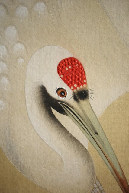 横尾木鶏 双鶴図 絹本彩色掛軸 Z229｜骨董店 のびる 古美術 骨董 和風