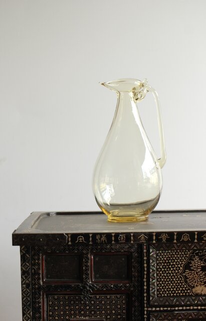 由水常雄 監修 復元正倉院ガラス白瑠璃 水瓶/水差 Y051｜骨董店 のびる