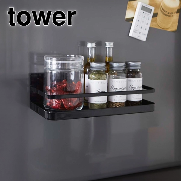tower】マグネットスパイスラック タワー (ブラック): 周辺小物