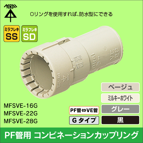 未来工業】コンビネーションカップリング（28PF管用）（ベージュ