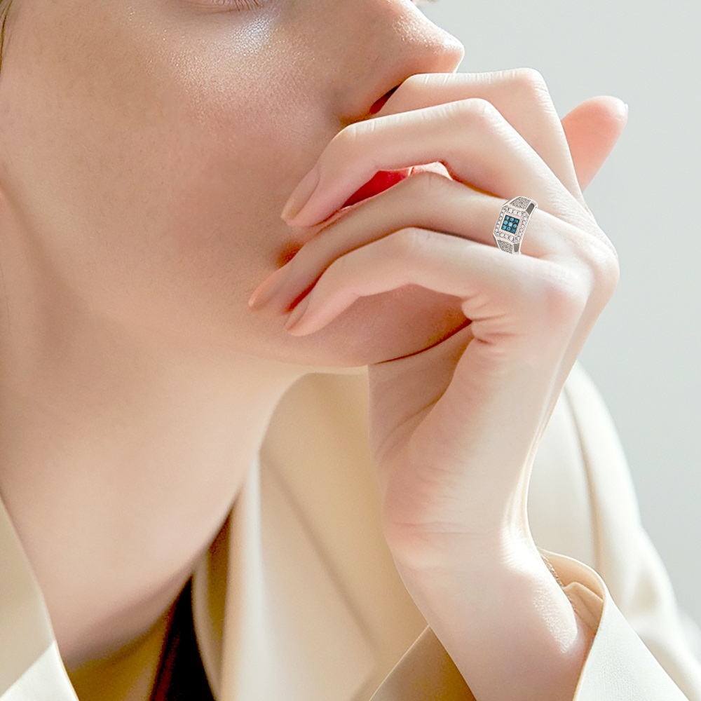 プラチナ900 ブルーダイヤ ダイヤモンド リング J387507 | ユキザキ