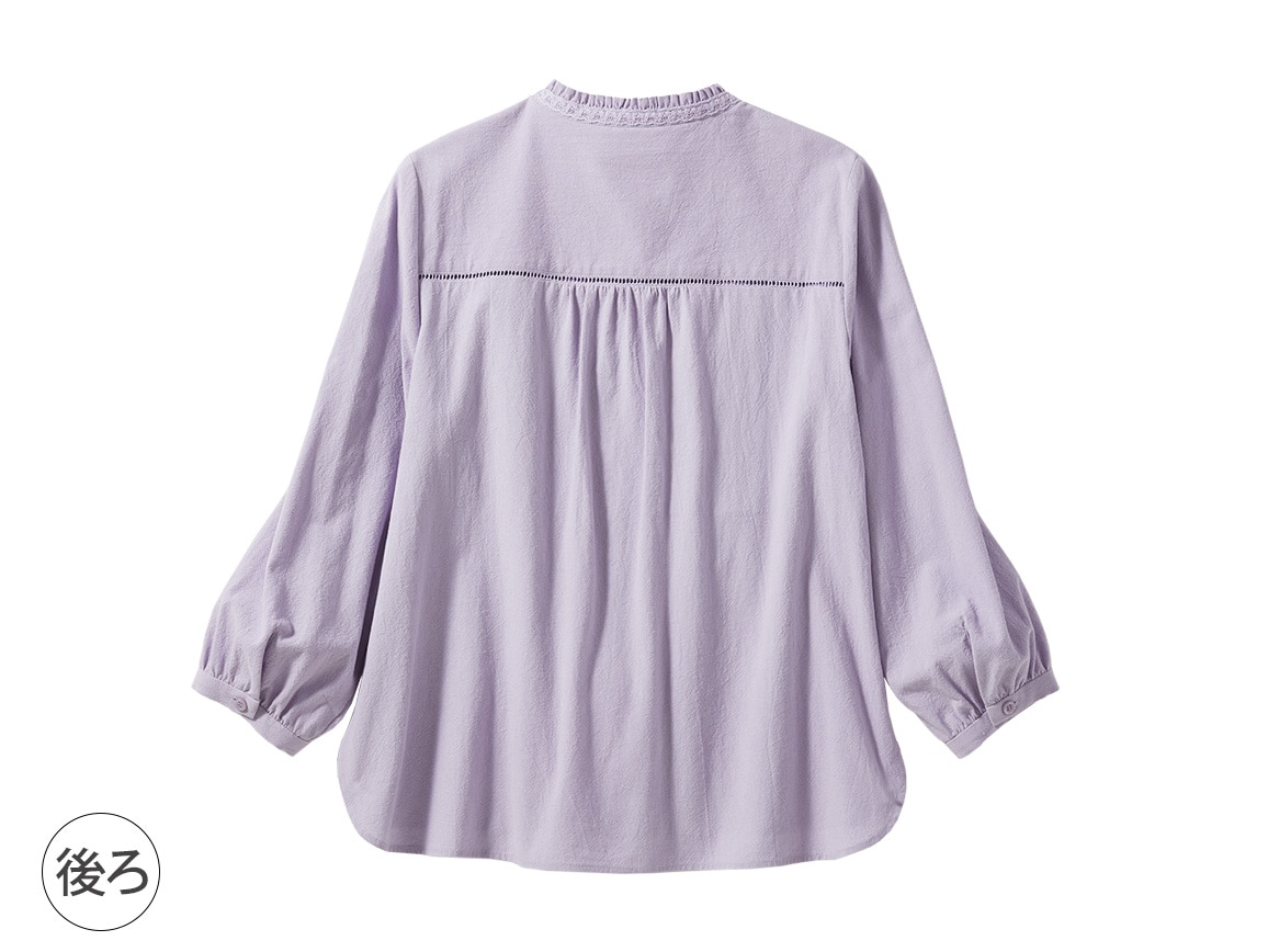 レースつきコットンブラウス【広告商品】(04_LL 20_オフホワイト