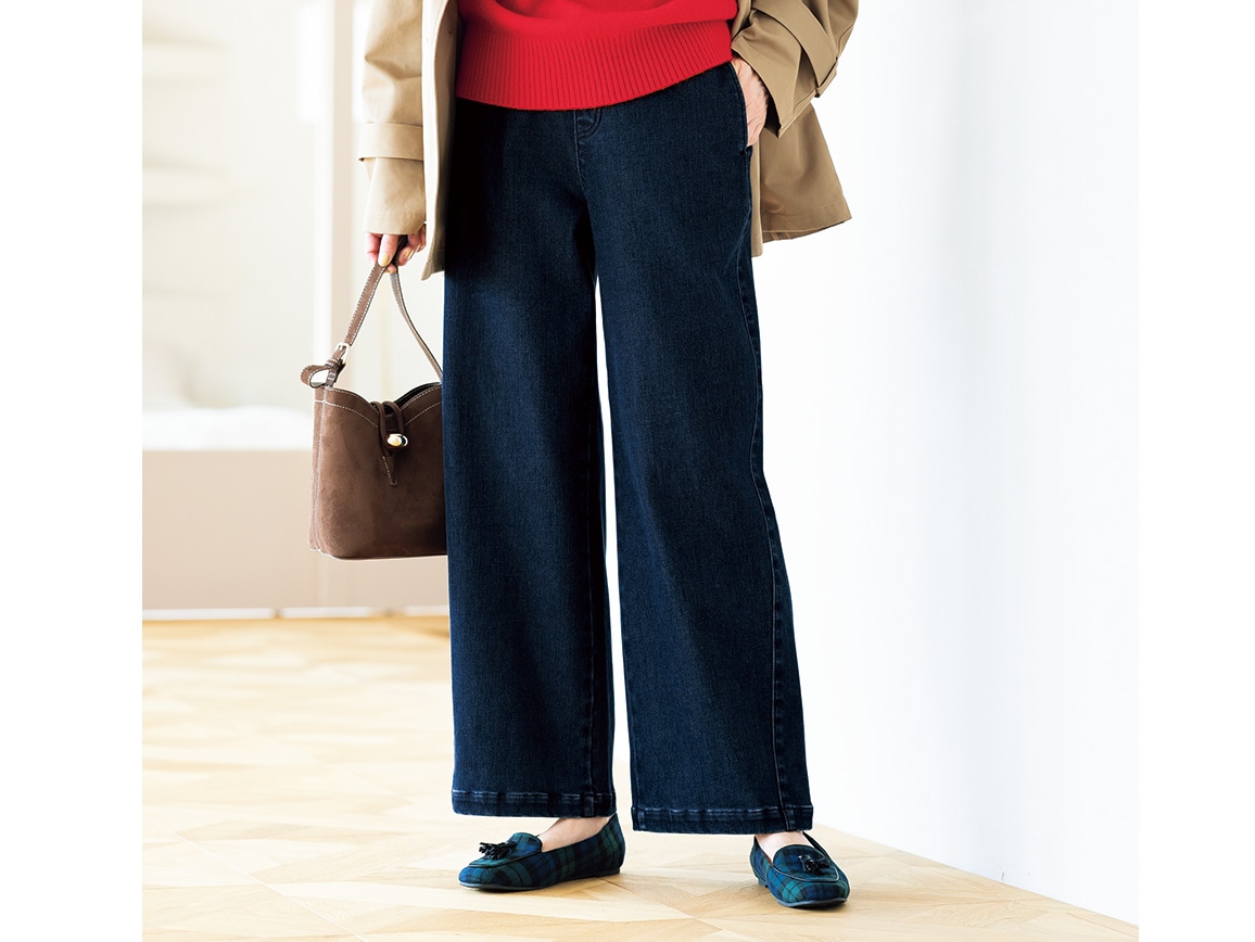 あったか裏起毛ワイドデニム(40_M63cm 61_ブルー): ｜ カタログ通販