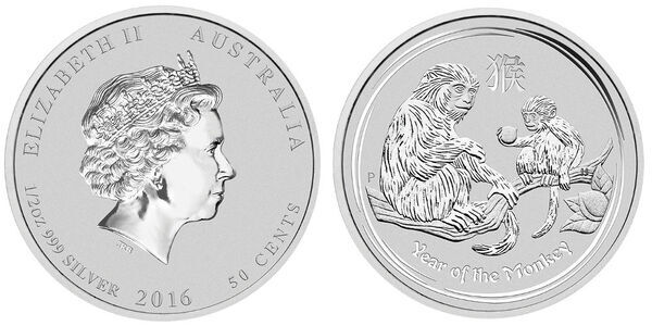 50 Cents - Elizabeth II (4th Portrait - Year of the Monkey