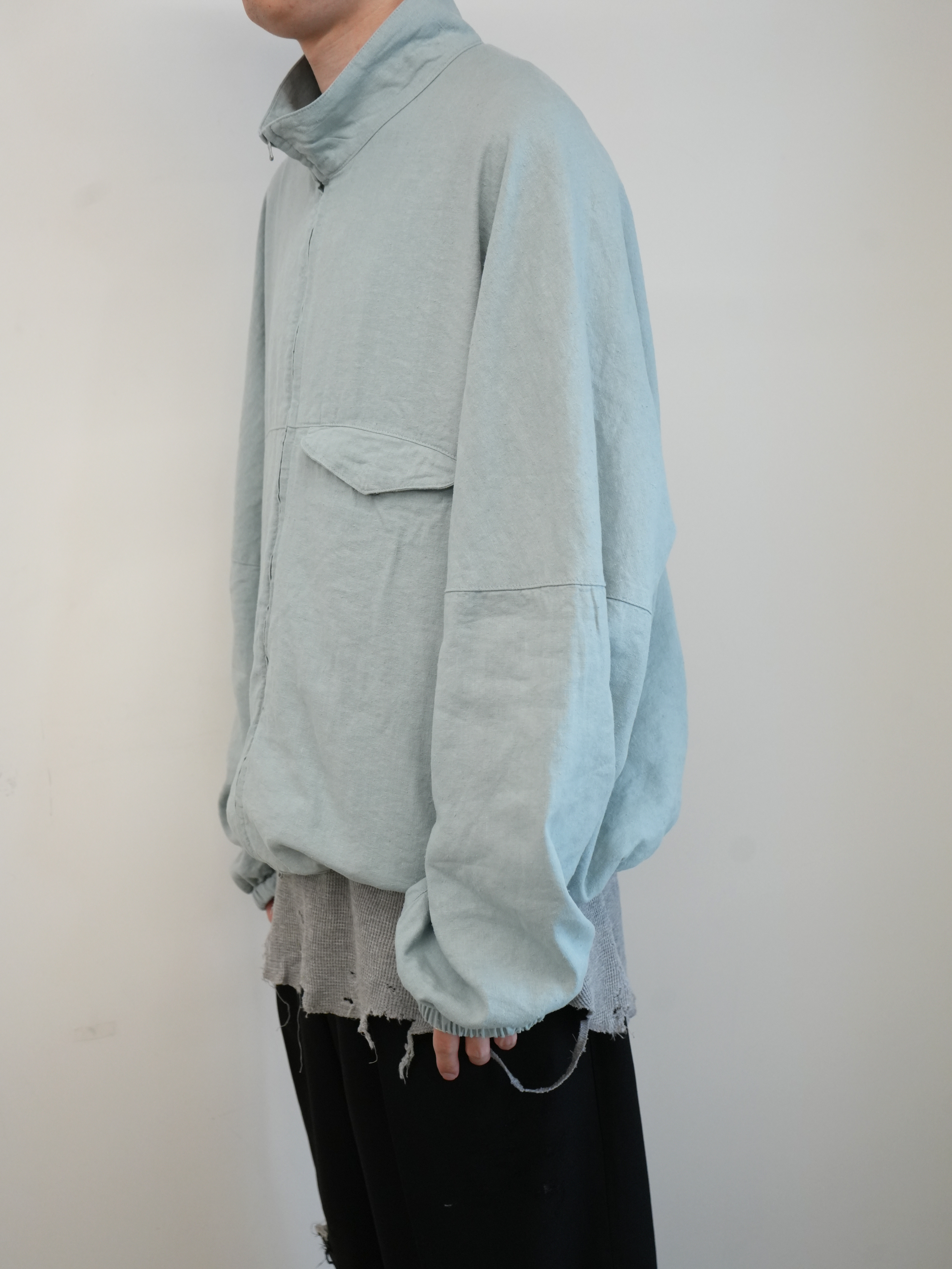 SILK NEP KIMONO BLOUSON(SAX)