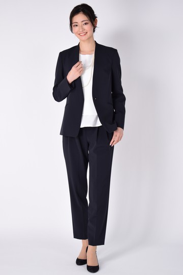 UNITED ARROWS green label relaxing ノーラペルジャケット×ネイビー