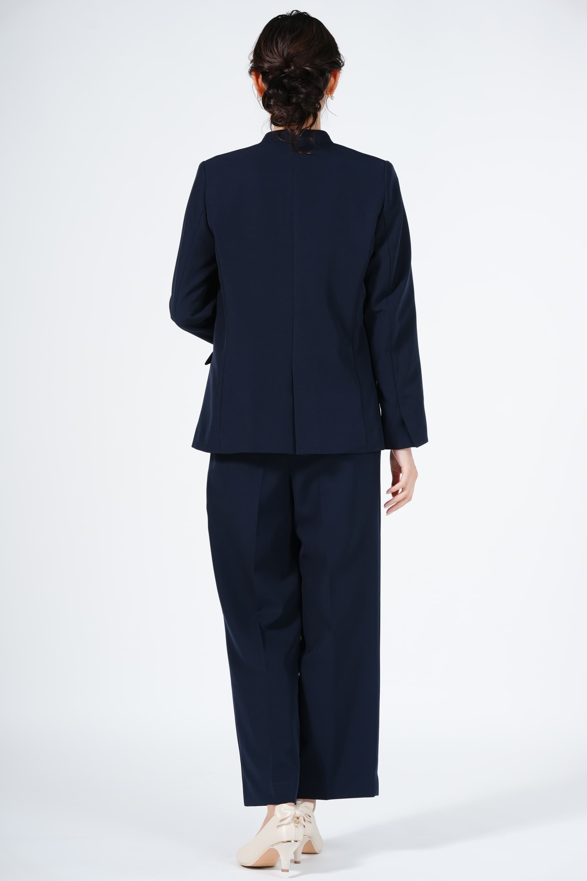 THE SHOP TK メタル釦ジャケットネイビーパンツスーツセット (M) を