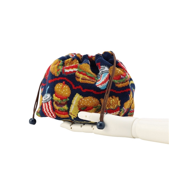 バーガーショップ マチ付き巾着 L/BUR-257129(ネイビー): LOVERARY BY