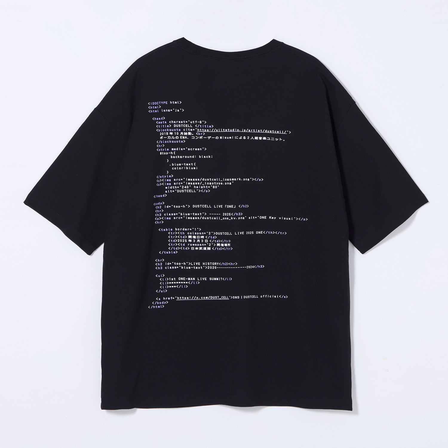 DUSTCELL】「ONE」ビッグシルエットTシャツ A／BLACK／DUSTCELL LIVE