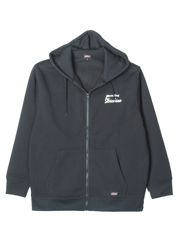 ブルー 【GENUINE DICKIES】裏起毛ワンポイント刺繍フルジップパーカー