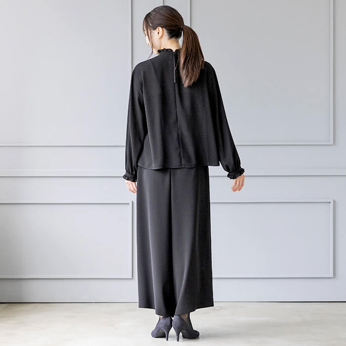 洗える｜フリルギャザーのブラウス L・ブラック｜東京ソワール