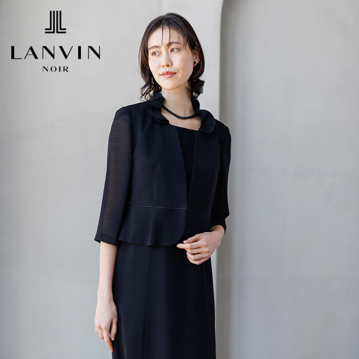 フラワーカラーの絽のフォーマルワンピース 17号・ブラック｜東京